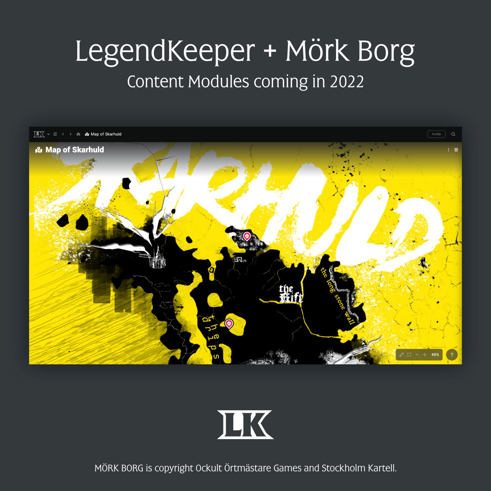 Map of Skarhuld displayed in LegendKeeper.